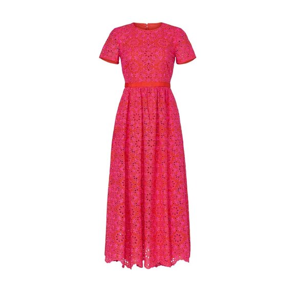 J. Crew Dresses & Skirts - NWT J.Crew Short-sleeve Maxi in Sunset Fuchsia Eyelet Back Cutout Dress 14